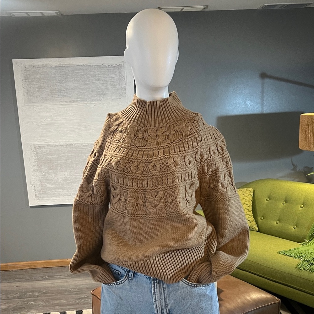 Banana Republic Tan Textured Turtleneck Sweater